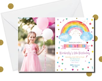 DIY Editable Invitation - Photo Rainbow Party Invitation Print Yourself, Birthday Invitation DIY, Party Printable Invitation, Rainbow of Fun