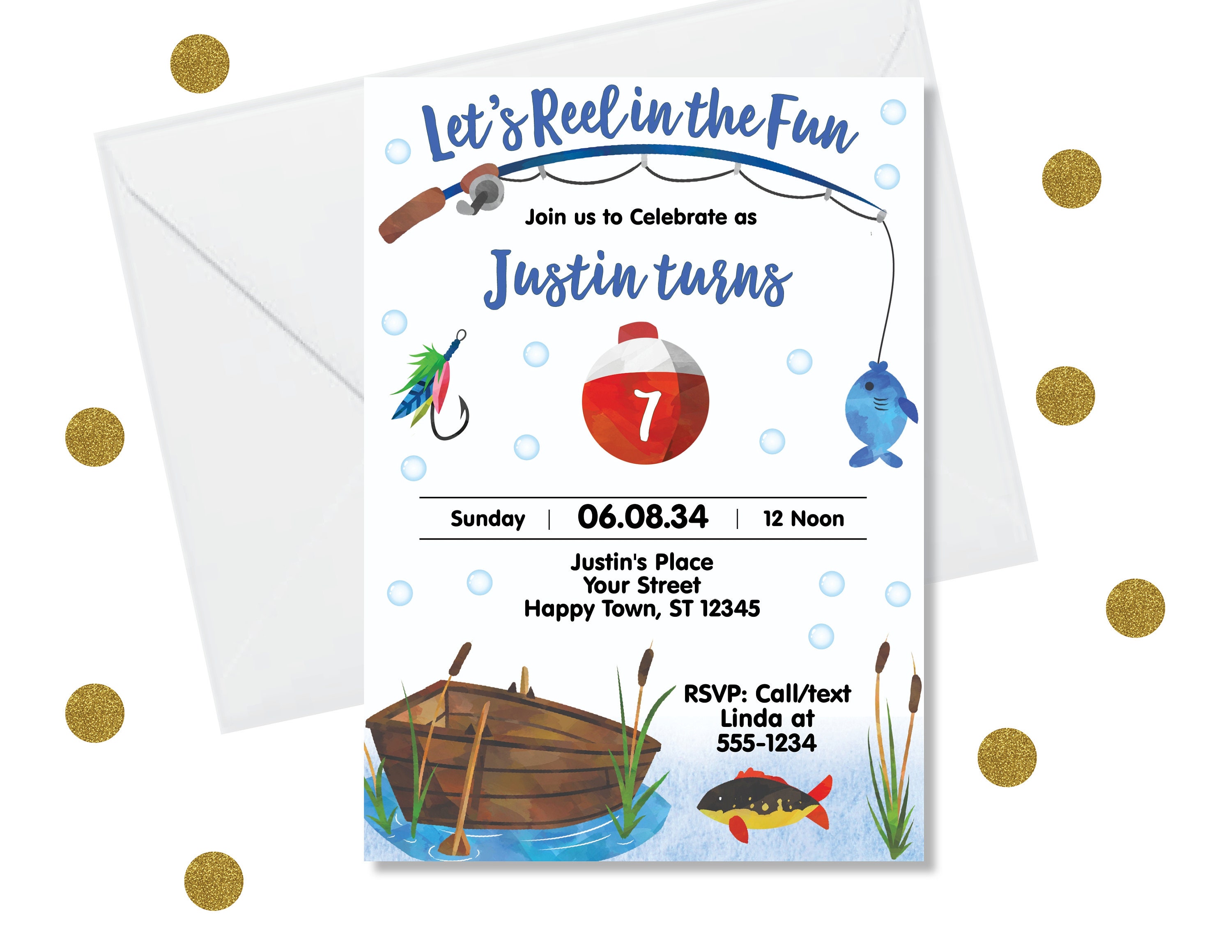 DIY Editable Fishing Birthday Party Invitation Template - Boy ...