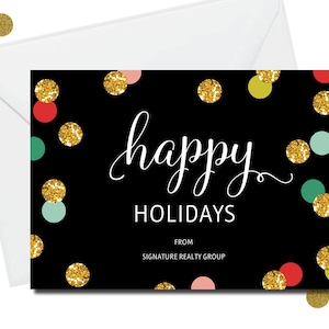 DIY Editable Holiday Business Editable Printable Card, Tarjeta Personalizada con Nombre Corporativo Business Family Name, Happy New Year, Corjl