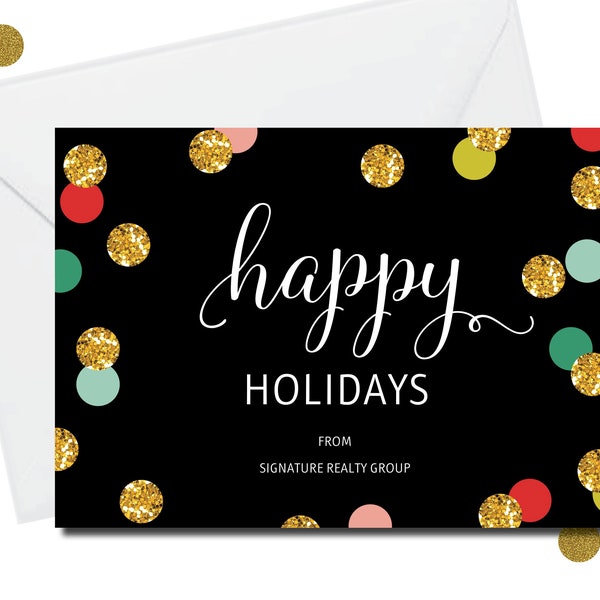 DIY Editable Holiday Business Editable Printable Card, Personalized Card with Corporate name Business Family Name, Happy New Year, Corjl