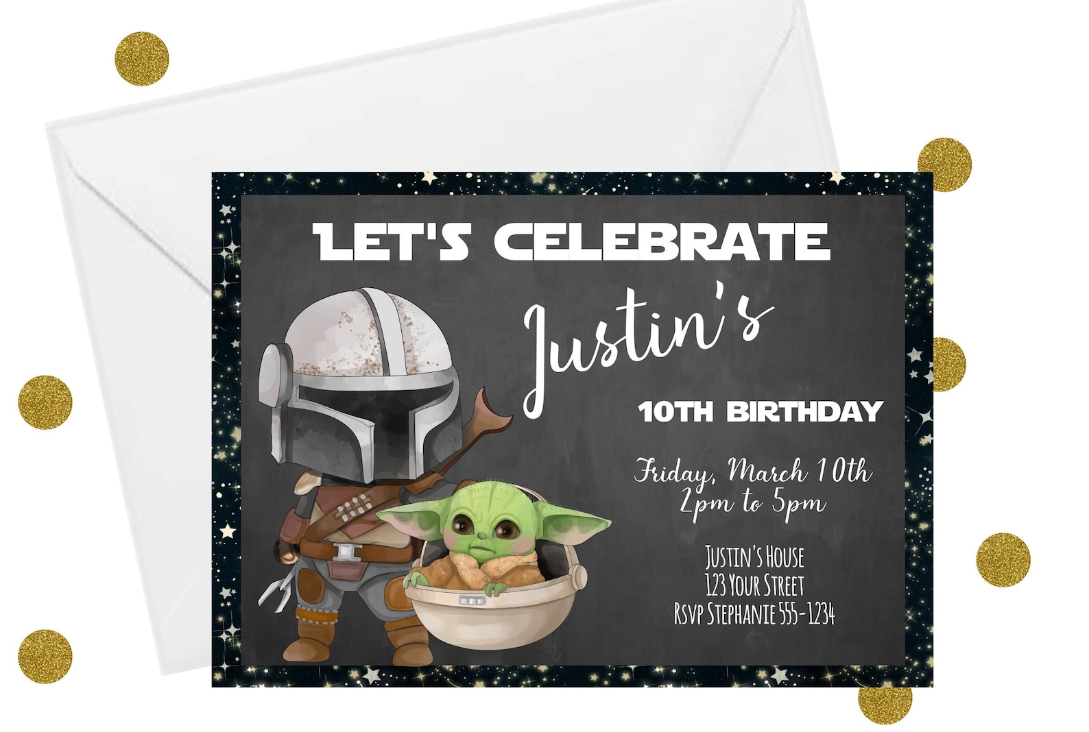 DIY Editable Mandalorian Birthday Party Invitation Template - Etsy