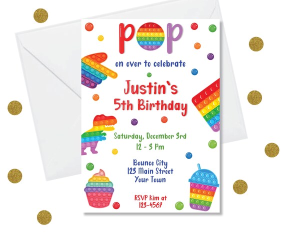 DIY Editable Pop It Boy Birthday Party Invitation Template - Etsy