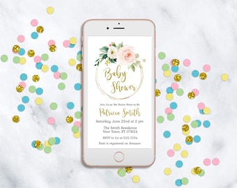 Pink Floral Baby Shower Invitation - Editable Electronic Invite
