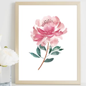 Peony Watercolor Art, Pink Art Decor, Peony Bouquet Print, Peonies Bouquet, Mauve Peony, Farmhouse Decor, Home Office Decor, Printable Art