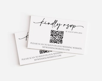 PRINTED + Shipped: Wedding RSVP Cards QR Code Response Card Online, Wedding Website, Reply Card, Invitation Insert, Enclosure, Minimalist