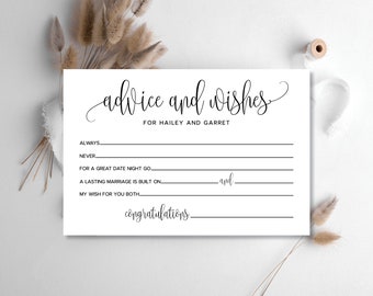 Personalized Advice and Wishes Cards, Wedding Reception, Bridal Shower