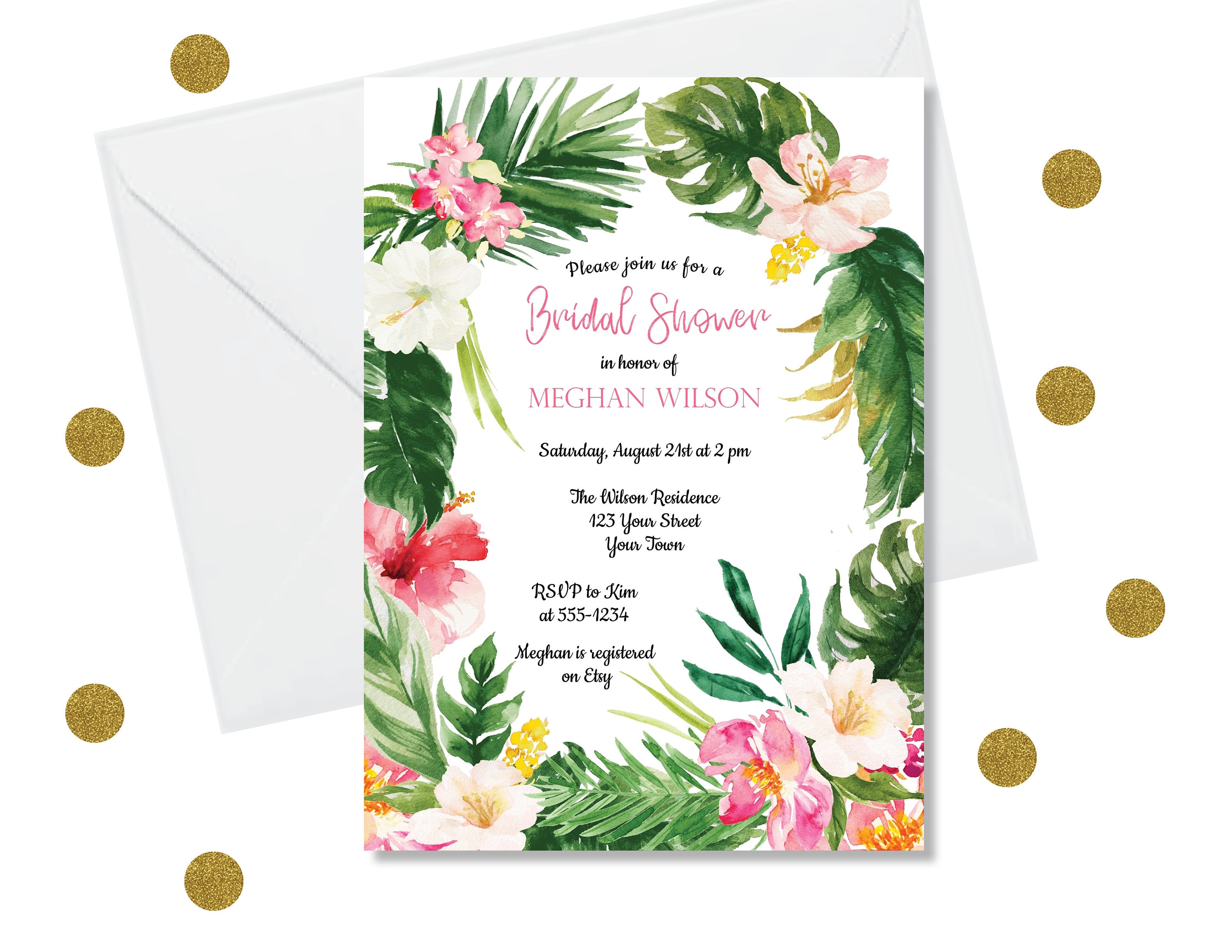 DIY Editable Tropical Bridal Shower Invitation Template - Tropical Br…