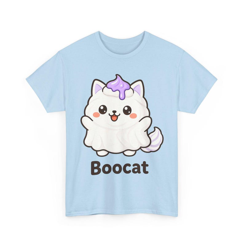 Boocat Halloween T-Shirt, Cute Ghost Cat Tee, Kawaii Meringue Shirt, Unisex Spooky Season Gift image 3