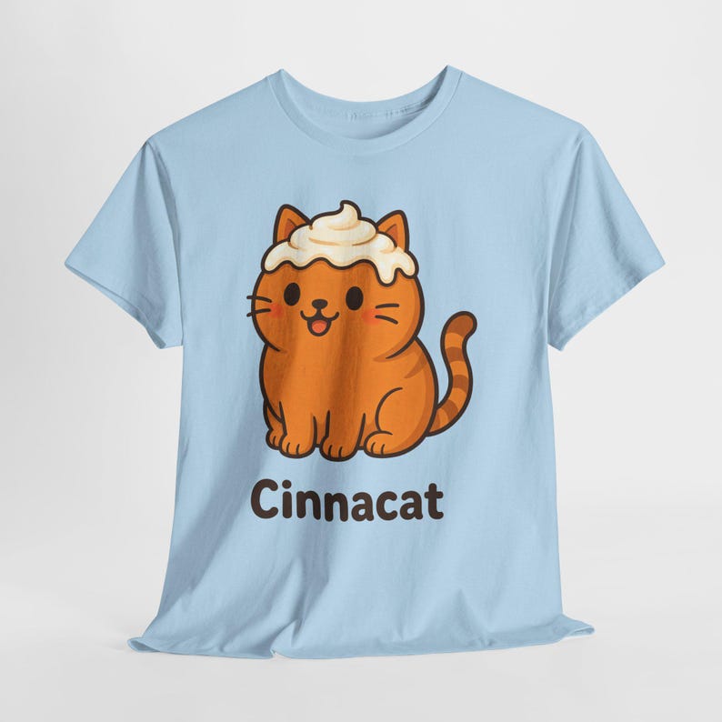 Cinnacat T-Shirt, Cute Ginger Cat Tee, Kawaii Iced Bun Shirt, Unisex Cosy Autumn Gift image 7