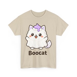 Boocat Halloween T-Shirt, Cute Ghost Cat Tee, Kawaii Meringue Shirt, Unisex Spooky Season Gift image 2