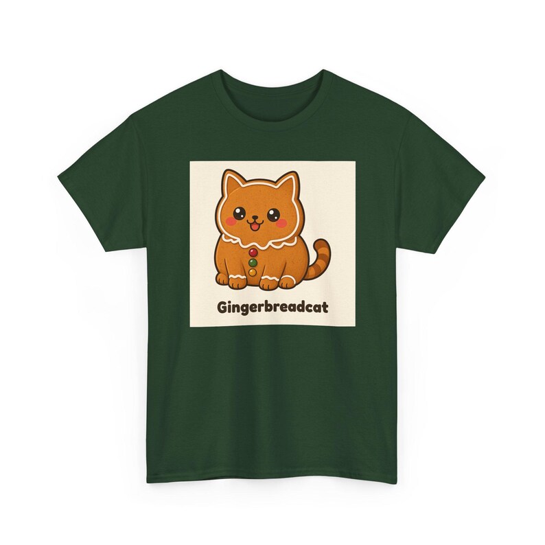 Christmas Cat T-Shirt, Cute Gingerbread Cat Tee, Kawaii Bakery Food Cat Shirt, Unisex Xmas Top, Secret Santa Gift for Cat Lovers image 5