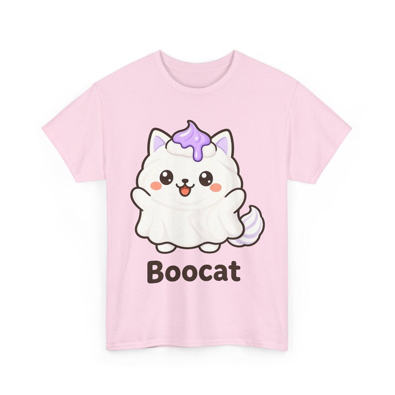 Boocat Halloween T-Shirt, Cute Ghost Cat Tee, Kawaii Meringue Shirt, Unisex Spooky Season Gift image 4