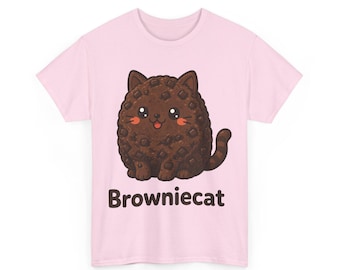 Brownie Cat T-shirt, chokladälskare, bagarepresent, söt matälskare-t-shirt, kattälskarepresent, unisex bagerikatt-t-shirt, Browniecat