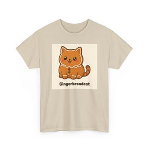 Christmas Cat T-Shirt, Cute Gingerbread Cat Tee, Kawaii Bakery Food Cat Shirt, Unisex Xmas Top, Secret Santa Gift for Cat Lovers image 3