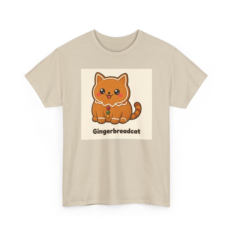 Christmas Cat T-Shirt, Cute Gingerbread Cat Tee, Kawaii Bakery Food Cat Shirt, Unisex Xmas Top, Secret Santa Gift for Cat Lovers image 3