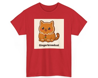 Julkatt-T-shirt, pepparkakaskatt-T-shirt, rolig jultröja för kattälskare, unisex festlig topp, hemlig tomtegåva, pepparkakaskatt