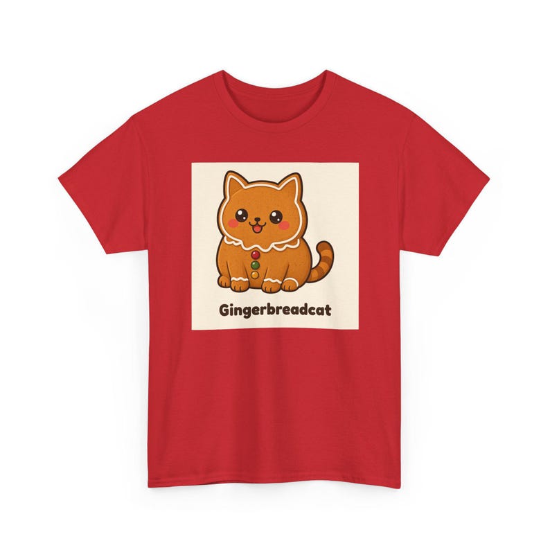 Christmas Cat T-Shirt, Cute Gingerbread Cat Tee, Kawaii Bakery Food Cat Shirt, Unisex Xmas Top, Secret Santa Gift for Cat Lovers image 1