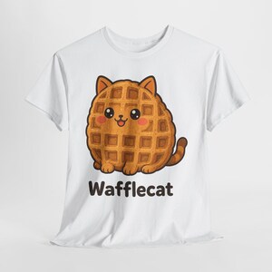 Camiseta de gato gofre, divertida camiseta de gato para el desayuno, regalo para amantes del brunch, linda camiseta de gato para amantes de la comida, regalo para amantes de los gatos, camiseta unisex de gato de panadería, gato gofre imagen 6
