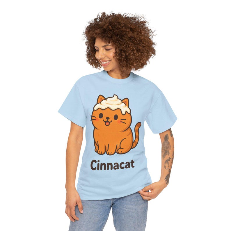 Cinnacat T-Shirt, Cute Ginger Cat Tee, Kawaii Iced Bun Shirt, Unisex Cosy Autumn Gift image 5