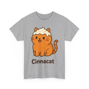 Cinnacat T-Shirt, Cute Ginger Cat Tee, Kawaii Iced Bun Shirt, Unisex Cosy Autumn Gift image 3