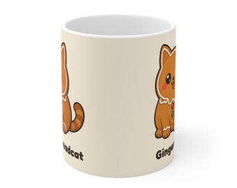 Julmugg, pepparkakaskattmugg, söt kattkaffemugg, keramisk mugg 340 ml, hemlig tomtegåva, julklapp, kattgåva, pepparkakaskatt