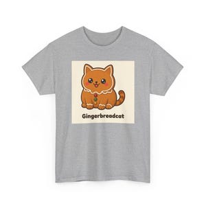 Christmas Cat T-Shirt, Cute Gingerbread Cat Tee, Kawaii Bakery Food Cat Shirt, Unisex Xmas Top, Secret Santa Gift for Cat Lovers image 4