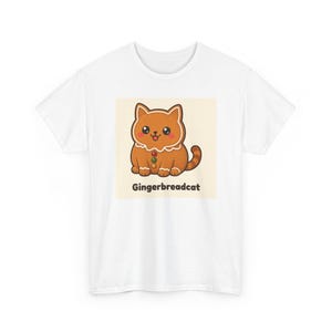 Christmas Cat T-Shirt, Cute Gingerbread Cat Tee, Kawaii Bakery Food Cat Shirt, Unisex Xmas Top, Secret Santa Gift for Cat Lovers image 2