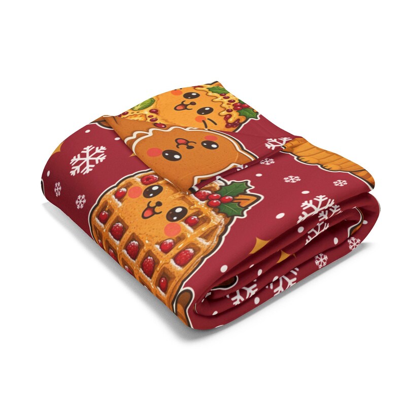 Couverture de Noël pour chats, adorables chats confectionnés à partir de gâteaux de Noël, plaid en polaire rouge, cadeau festif pour les amoureux des chats, couverture douillette pour canapé, imprimée au Royaume-Uni image 3