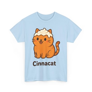 Cinnacat T-Shirt, Cute Ginger Cat Tee, Kawaii Iced Bun Shirt, Unisex Cosy Autumn Gift image 1