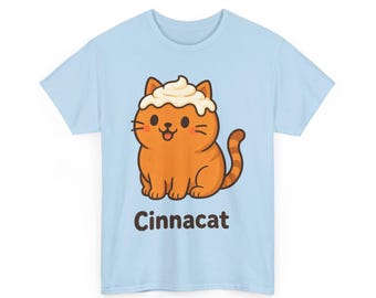 Cinnacat T-shirt, söt ingefära katt-t-shirt, kawaii Iced Bun-tröja, unisex mysig höstgåva