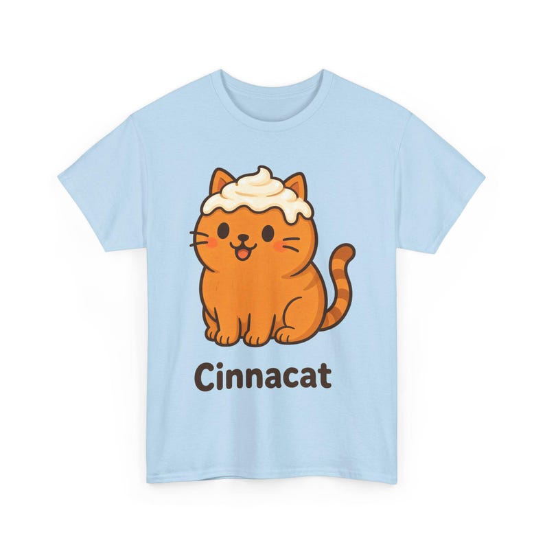 Cinnacat T-Shirt, Cute Ginger Cat Tee, Kawaii Iced Bun Shirt, Unisex Cosy Autumn Gift image 1