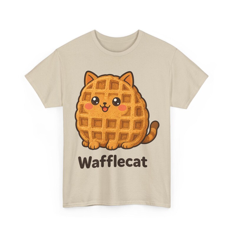 Camiseta de gato gofre, divertida camiseta de gato para el desayuno, regalo para amantes del brunch, linda camiseta de gato para amantes de la comida, regalo para amantes de los gatos, camiseta unisex de gato de panadería, gato gofre imagen 3