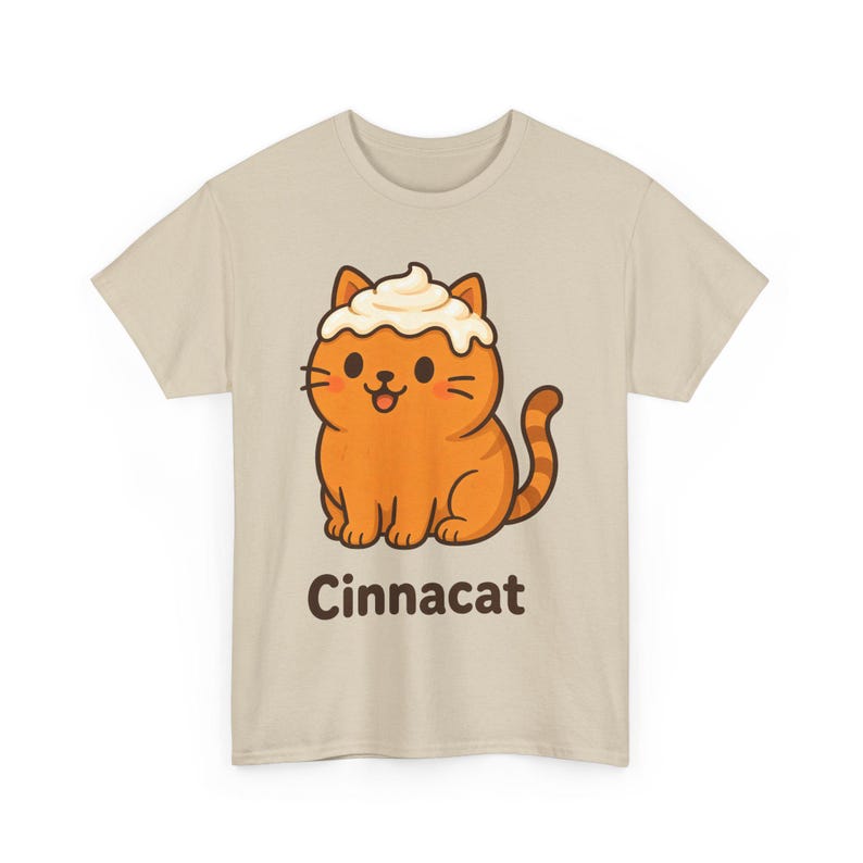 Cinnacat T-Shirt, Cute Ginger Cat Tee, Kawaii Iced Bun Shirt, Unisex Cosy Autumn Gift image 2