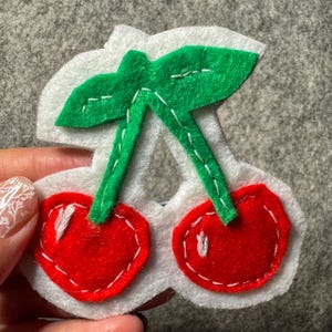 Cherries Felt Patch Pattern & Directions PDF | Little Hand Sewing Project for Beginners