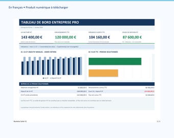 Excel PRO Business Dashboard: Sales, Expenses, and Cash Receipts | French Template