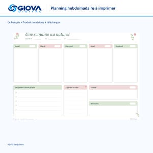 Printable A4 weekly planner, undated fridge planner, sage green and pastel pink, French PDF