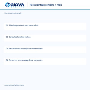 French weekly and monthly Excel time tracking package, overtime calculation for night shifts, month, year, and week format (ISO), 4 files image 3