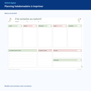 Planning hebdomadaire à imprimer A4, agenda frigo non daté, vert sauge et rose pastel, PDF français image 2