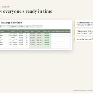 Wedding Party Organizer Spreadsheet, Excel & Google Sheets: Bridesmaid Planner, Attire, Hair and Makeup Schedule image 4
