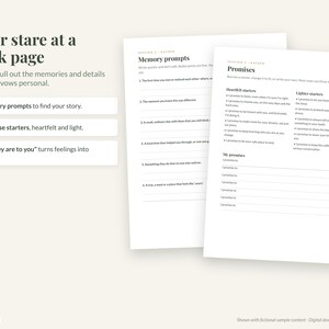 Wedding Vow Template & Writing Workbook, Printable + Editable: Prompts, Examples, Cards, Keepsake Page Bild 3