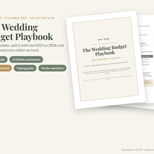 Wedding Budget Guide & Workbook, Fillable PDF: Budget Breakdown, Tipping Guide, Vendor Questions