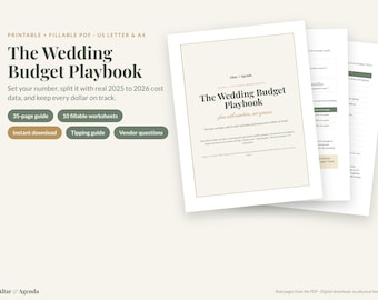 Wedding Budget Guide & Workbook, Fillable PDF: Budget Breakdown, Tipping Guide, Vendor Questions
