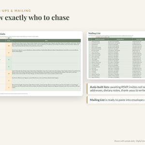 Wedding Guest List Template, RSVP Tracker Spreadsheet for Excel & Google Sheets, Seating Chart, Meal Count, Address List, Guest Tracker image 6