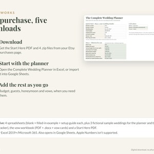 Wedding Planner Bundle: Planner Spreadsheet, Budget Tracker, Guest List, Honeymoon Planner, Vow Workbook image 7