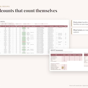 Pink Wedding Planner Spreadsheet, Blush Excel & Google Sheets: Budget, Guest List, Seating Chart, Checklist immagine 4