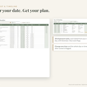 Planificador de fugas románticas (hoja de cálculo, Excel y Google Sheets): lista de verificación, presupuesto, cronograma, licencia de matrimonio. imagen 3