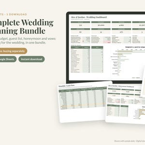 Wedding Planner Bundle: Planner Spreadsheet, Budget Tracker, Guest List, Honeymoon Planner, Vow Workbook