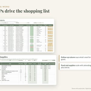 Foglio di calcolo per l'organizzazione dell'addio al nubilato, in formato Excel e Google Sheets: lista di controllo per l'organizzazione, elenco degli invitati, budget e ripartizione dei costi. immagine 6