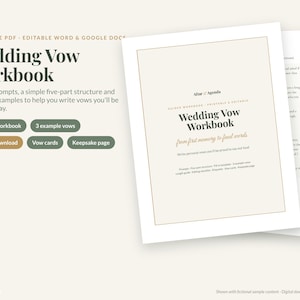Wedding Vow Template & Writing Workbook, Printable + Editable: Prompts, Examples, Cards, Keepsake Page Bild 1