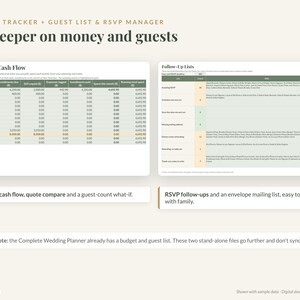 Wedding Planner Bundle: Planner Spreadsheet, Budget Tracker, Guest List, Honeymoon Planner, Vow Workbook image 5